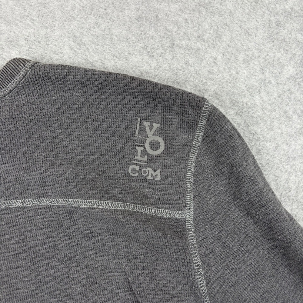 Volcom Shirt Mens Medium Gray Waffle Knit Thermal Long Sleeve Graphic Skater Y2K - Picture 6 of 8